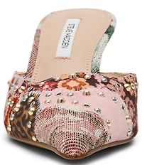 Steve Madden Alexi Studded Suede Floral Multi Patchwork Dress Mules