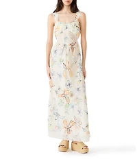 Steve Madden Alexus Floral Print Sweetheart Neck Sleeveless Lace Maxi Dress