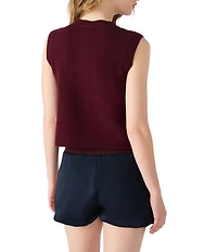 Steve Madden Aliya Crew Neck Sleeveless Button Front Sweater Vest