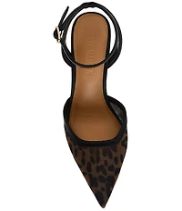 Steve Madden Alliance Leopard Mesh Ankle Strap Pointed Toe Pumps