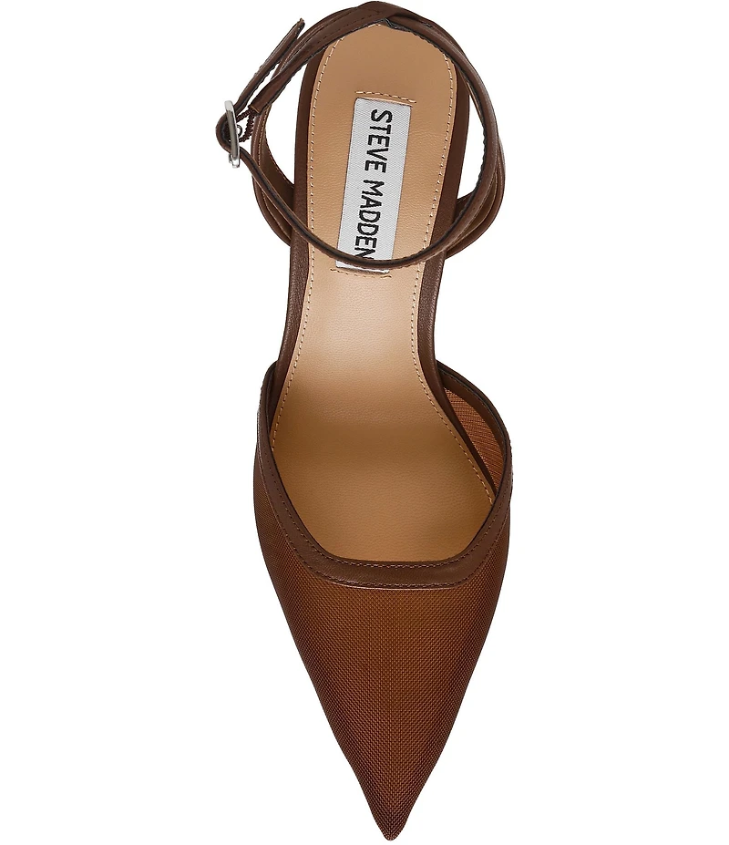 Steve Madden Alliance Mesh Ankle Strap Pointed Toe Pumps