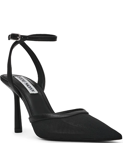 Steve Madden Alliance Mesh Ankle Strap Pointed Toe Pumps