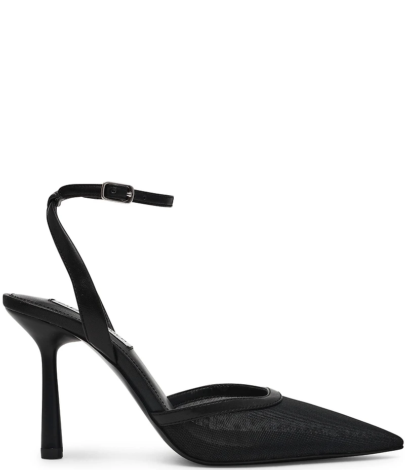 Steve Madden Alliance Mesh Ankle Strap Pointed Toe Pumps