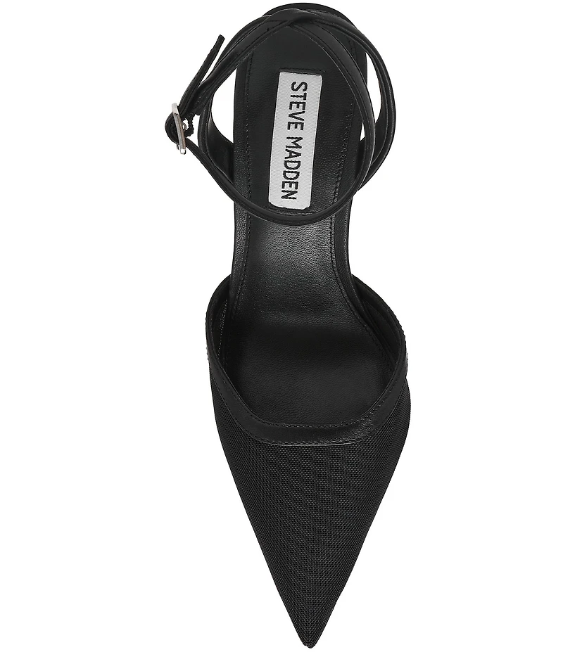 Steve Madden Alliance Mesh Ankle Strap Pointed Toe Pumps