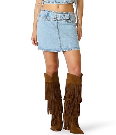 Steve Madden Alondria Studded Denim Mini Skirt