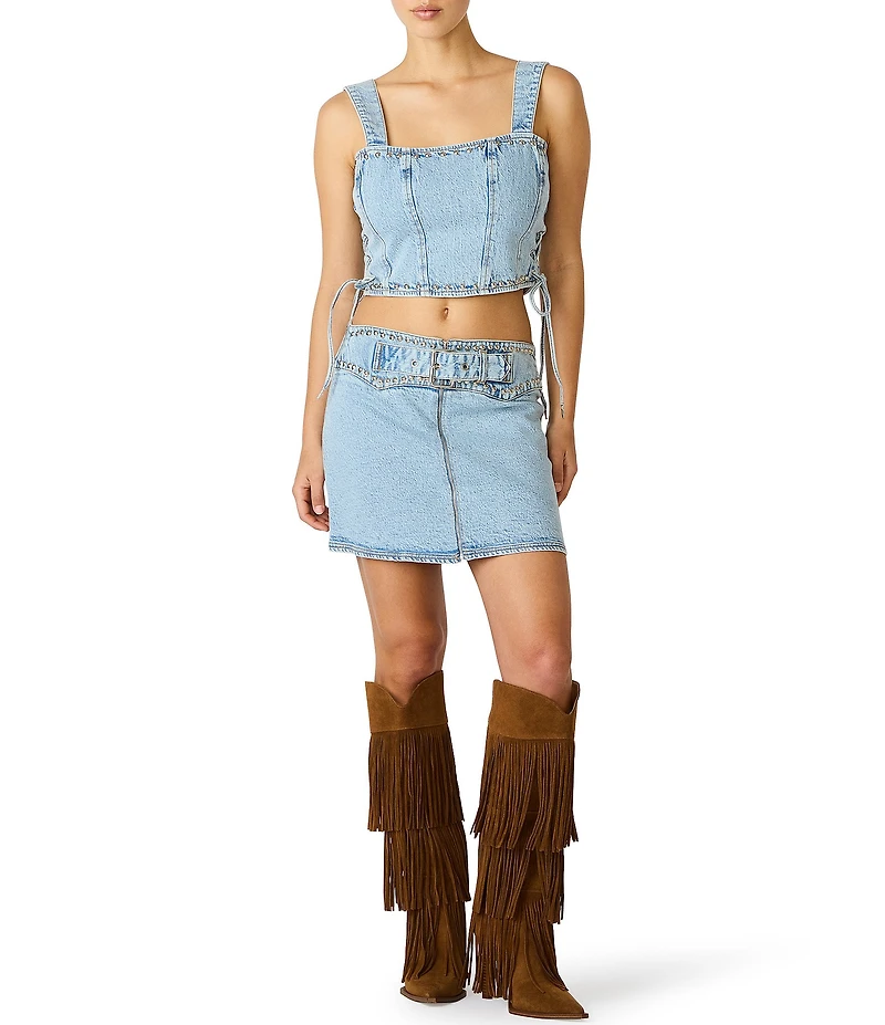 Steve Madden Alondria Studded Denim Mini Skirt