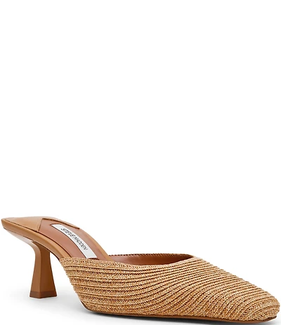 Steve Madden Alyse Raffia Kitten Heel Dress Mules
