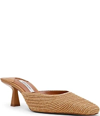 Steve Madden Alyse Raffia Kitten Heel Dress Mules
