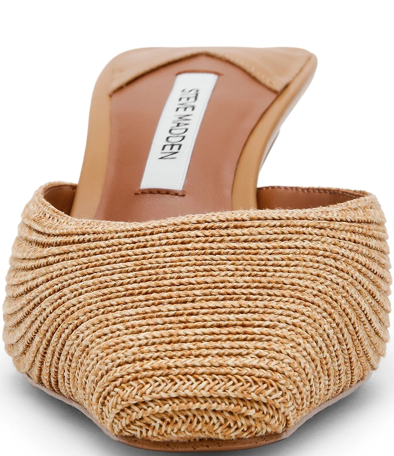 Steve Madden Alyse Raffia Kitten Heel Dress Mules