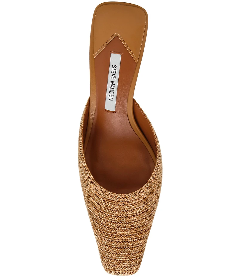 Steve Madden Alyse Raffia Kitten Heel Dress Mules