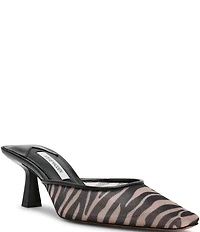 Steve Madden Alyse Zebra Mesh Kitten Heel Mules