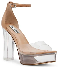 Steve Madden Ana-C Clear Vinyl Platform Dress Sandals
