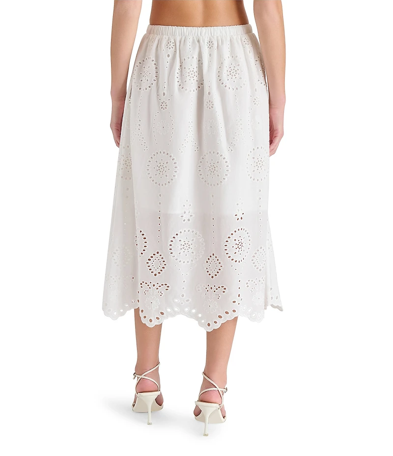 Steve Madden Anaisa Coordinating Eyelet Scallop Hem Midi Skirt
