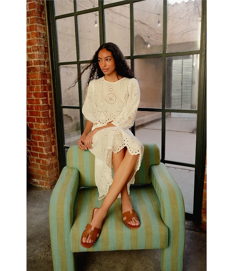 Steve Madden Anaisa Coordinating Eyelet Scallop Hem Midi Skirt