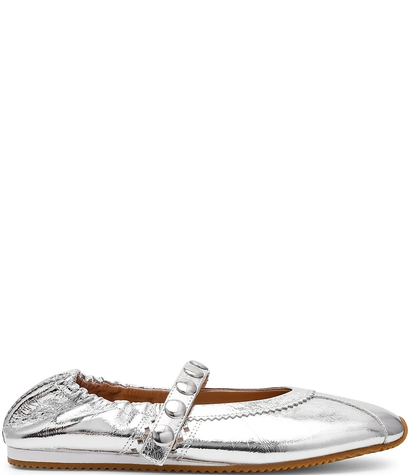 Steve Madden Anaya Leather Studded Mary Jane Ballet Flats