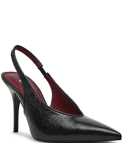 Steve Madden Andromeda Crinkle Leather High Vamp Slingback Pumps