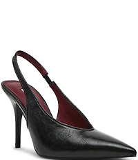 Steve Madden Andromeda Crinkle Leather High Vamp Slingback Pumps