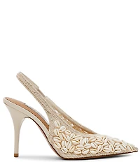 Steve Madden Andromeda Crochet Shell Embellished High Vamp Slingback Pumps