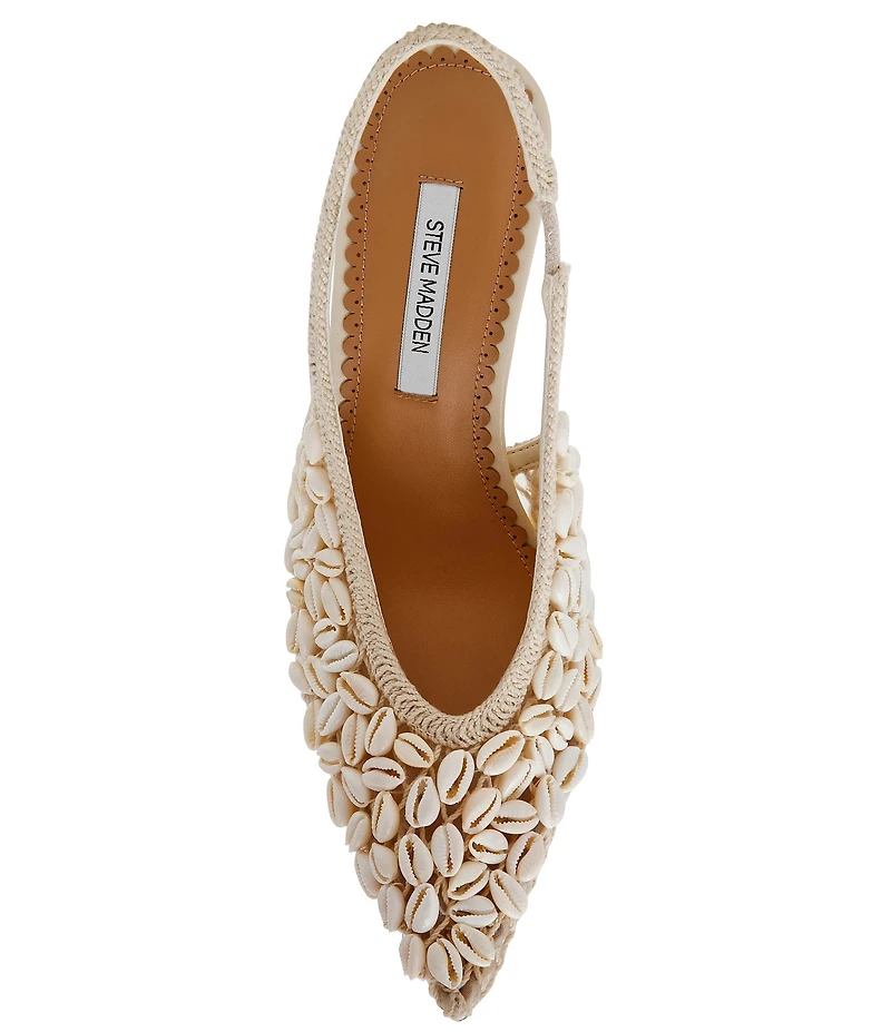 Steve Madden Andromeda Crochet Shell Embellished High Vamp Slingback Pumps