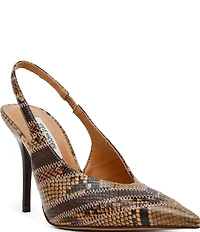 Steve Madden Andromeda Patchwork Snake Print High Vamp Slingback Pumps