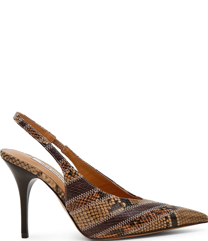 Steve Madden Andromeda Patchwork Snake Print High Vamp Slingback Pumps