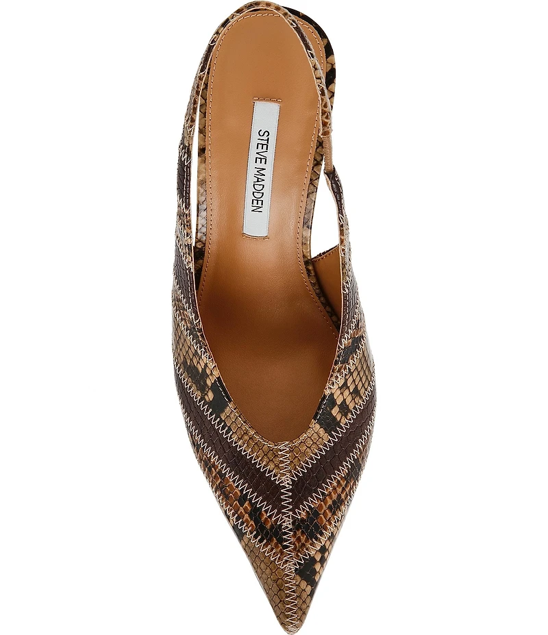 Steve Madden Andromeda Patchwork Snake Print High Vamp Slingback Pumps