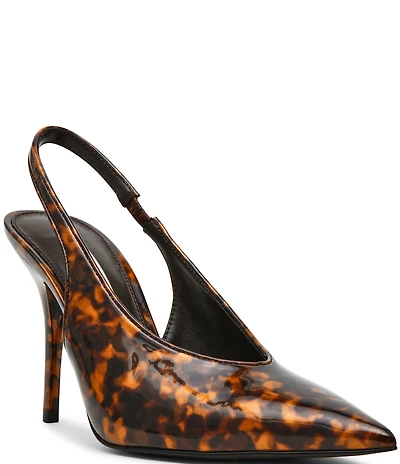 Steve Madden Andromeda Patent Tortoise Print High Vamp Slingback Pumps