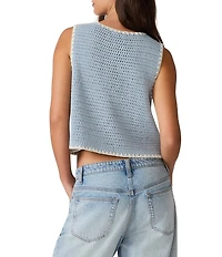 Steve Madden Annya Blanket Stitched Crew Neck Sleeveless Coordinating Sweater Vest