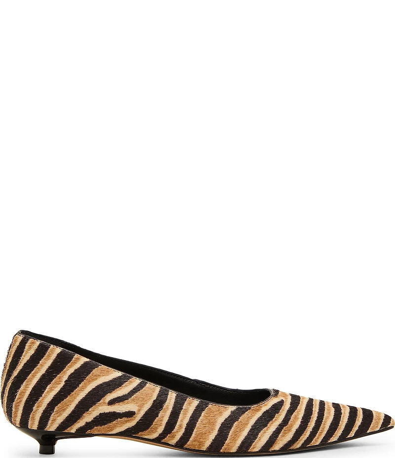 Steve Madden Ardyn Tiger Print Haircalf Pointed Toe Kitten Heel Pumps