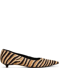 Steve Madden Ardyn Tiger Print Haircalf Pointed Toe Kitten Heel Pumps