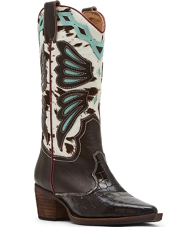 Steve Madden Arroyo Leather Cow Print Haircalf Western Boots