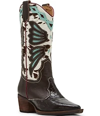 Steve Madden Arroyo Leather Cow Print Haircalf Western Boots