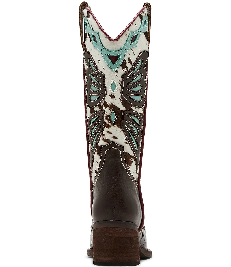 Steve Madden Arroyo Leather Cow Print Haircalf Western Boots