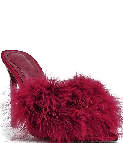 Steve Madden Ashbey Faux Feather Stiletto Dress Slide Sandals