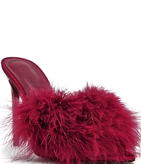 Steve Madden Ashbey Faux Feather Stiletto Dress Slide Sandals