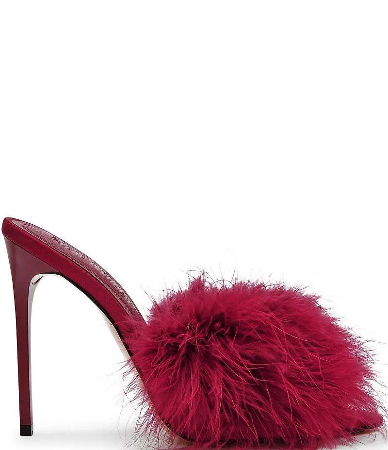 Steve Madden Ashbey Faux Feather Stiletto Dress Slide Sandals