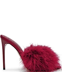 Steve Madden Ashbey Faux Feather Stiletto Dress Slide Sandals