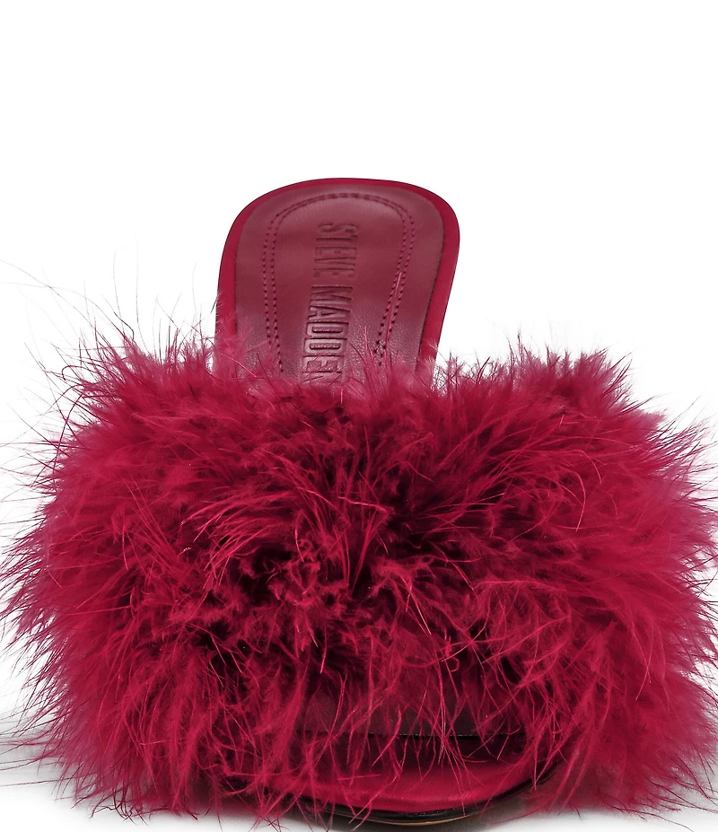 Steve Madden Ashbey Faux Feather Stiletto Dress Slide Sandals