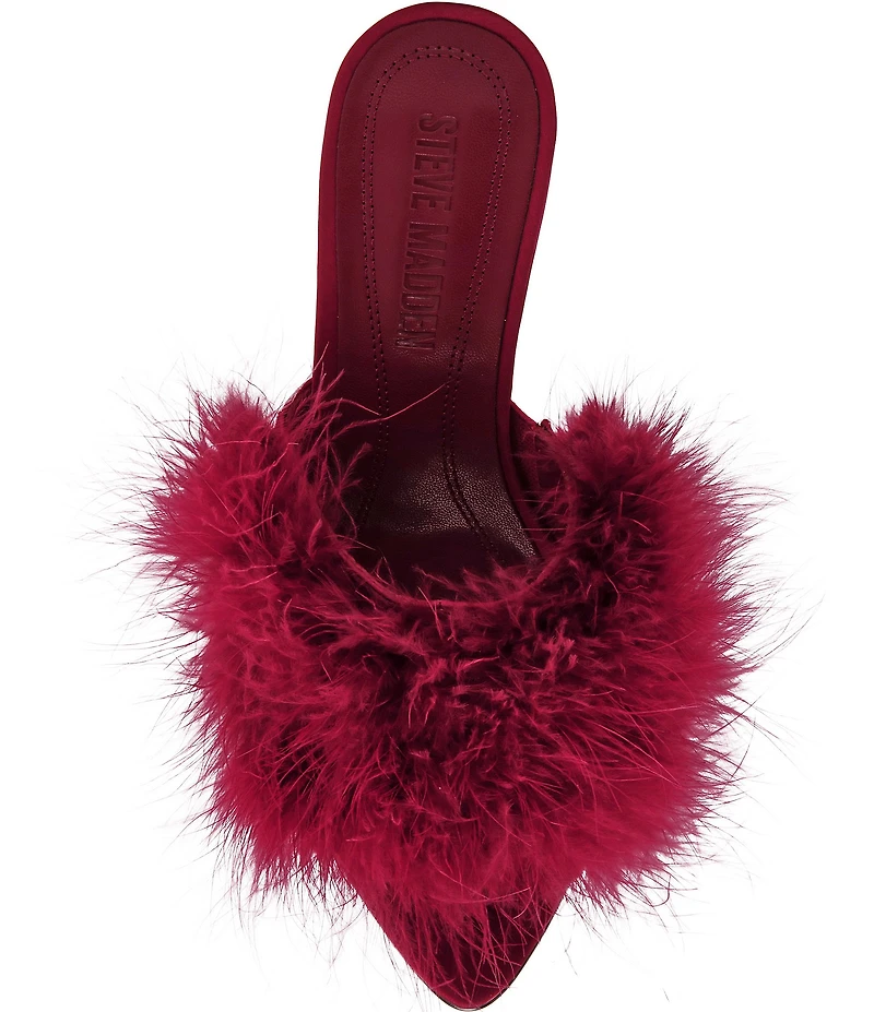 Steve Madden Ashbey Faux Feather Stiletto Dress Slide Sandals
