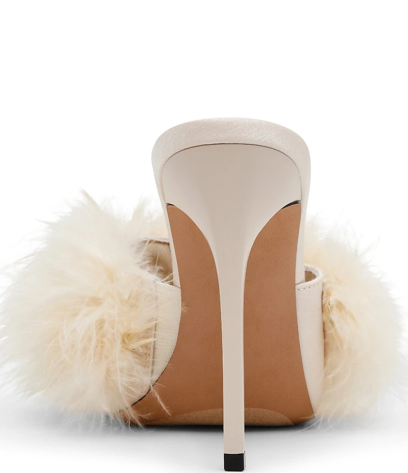Steve Madden Ashbey Faux Feather Stiletto Dress Slide Sandals