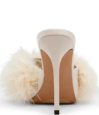 Steve Madden Ashbey Faux Feather Stiletto Dress Slide Sandals