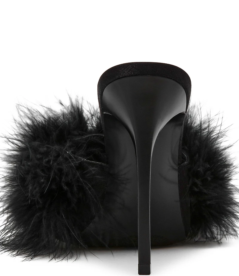 Steve Madden Ashbey Faux Feather Stiletto Dress Slide Sandals