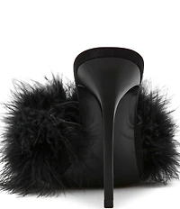 Steve Madden Ashbey Faux Feather Stiletto Dress Slide Sandals