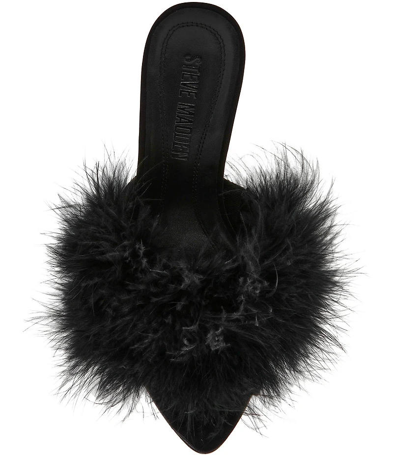 Steve Madden Ashbey Faux Feather Stiletto Dress Slide Sandals