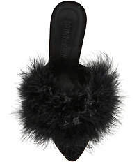 Steve Madden Ashbey Faux Feather Stiletto Dress Slide Sandals