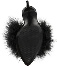 Steve Madden Ashbey Faux Feather Stiletto Dress Slide Sandals