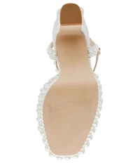 Steve Madden Assured Pearl Embellished Ankle Strap Block Heel Platform Sandals