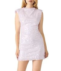 Steve Madden Astoria Mock Neck Sleeveless Sequin Mini Dress