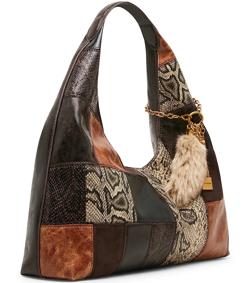 Steve Madden Auraa Snake Print Patchwork Shoulder Bag