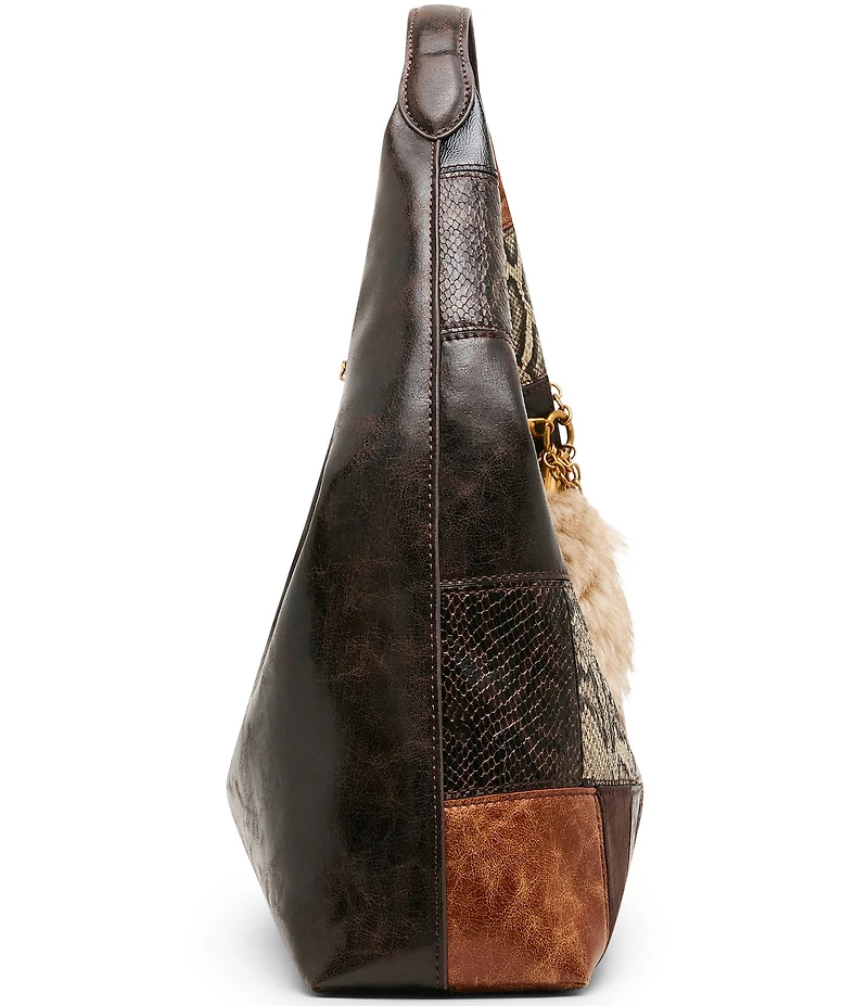 Steve Madden Auraa Snake Print Patchwork Shoulder Bag